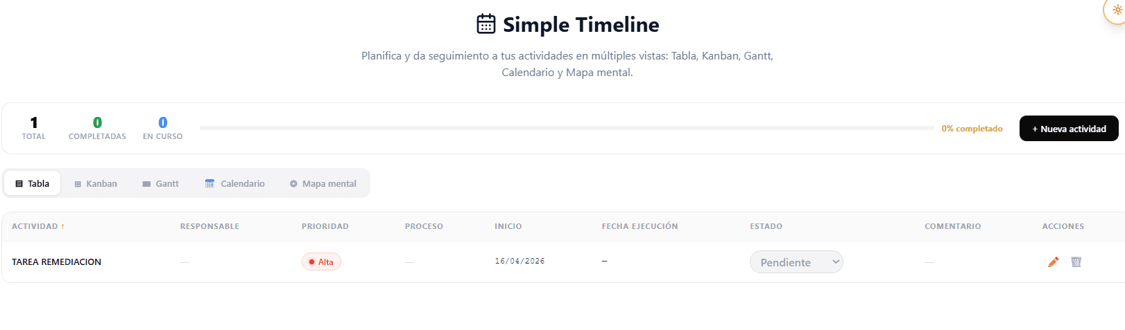 Vista previa de Simple Timeline